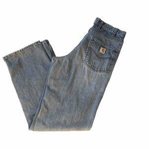 Vintage Y2K Grunge Workwear Skater Carhartt B189LVN Baggy Blue Jeans 33 x36 Tall